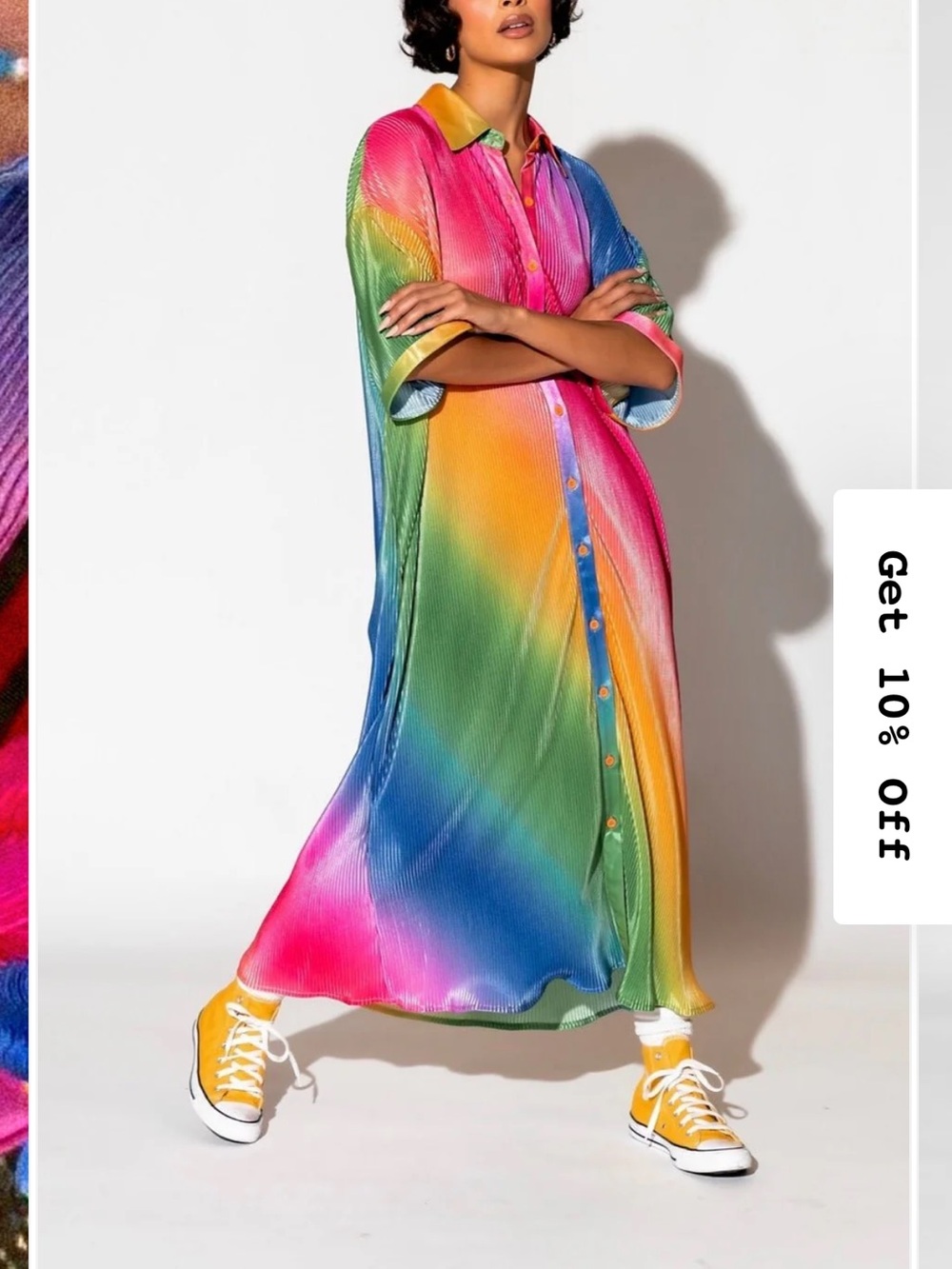 Dressed in LALA Rainbow Ombre Button-Front Maxi Dress